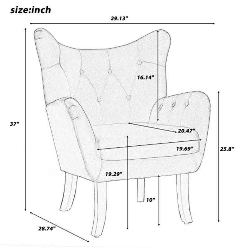 Velvet Accent Chair Armchair with Wooden Legs U4205