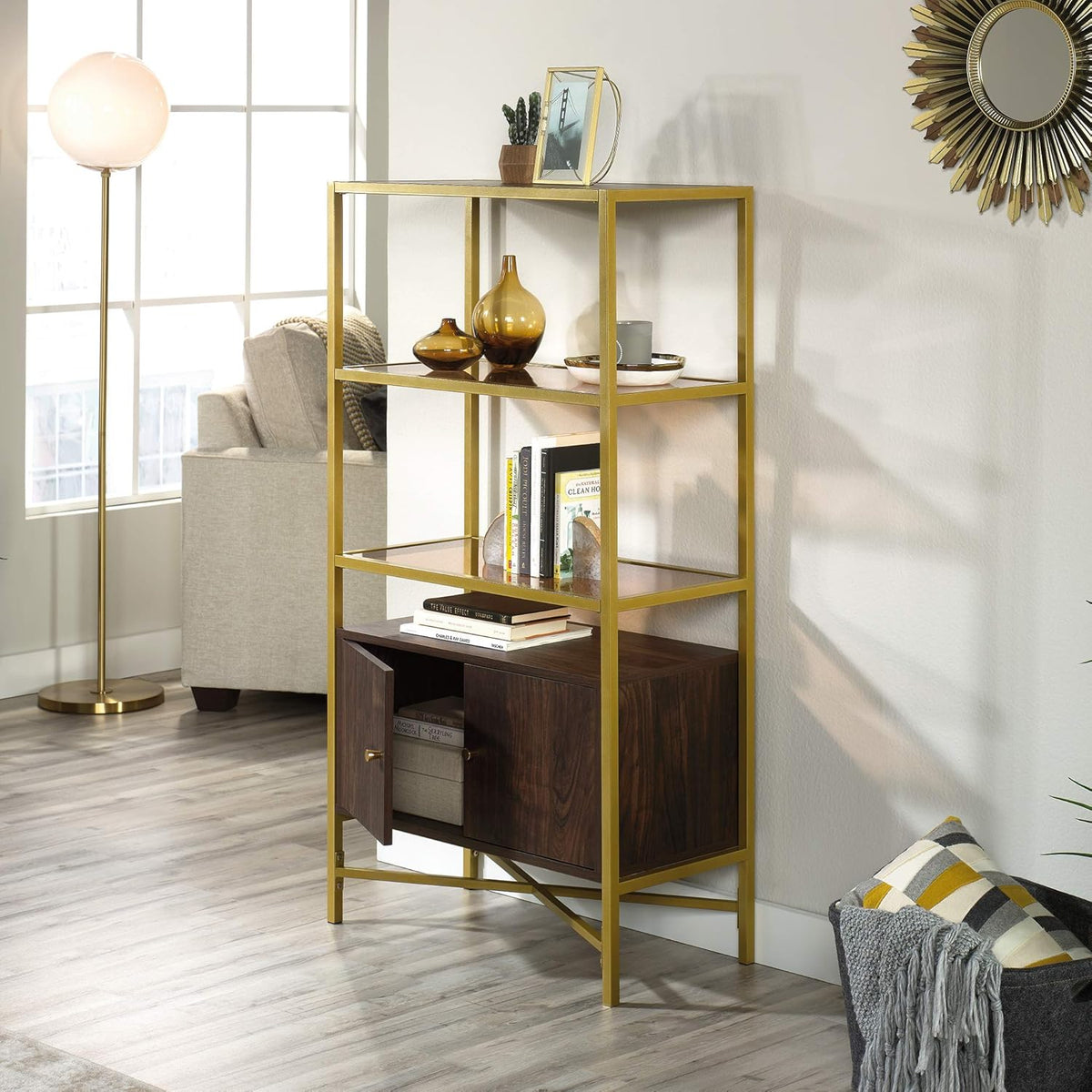 Bookcase with Doors, Rich Walnut Finish A7707