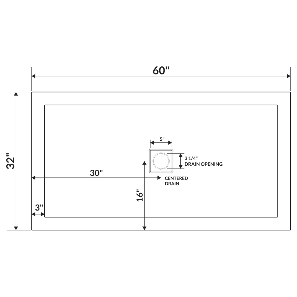 60 x 32 Single Threshold Shower Pan Base V270