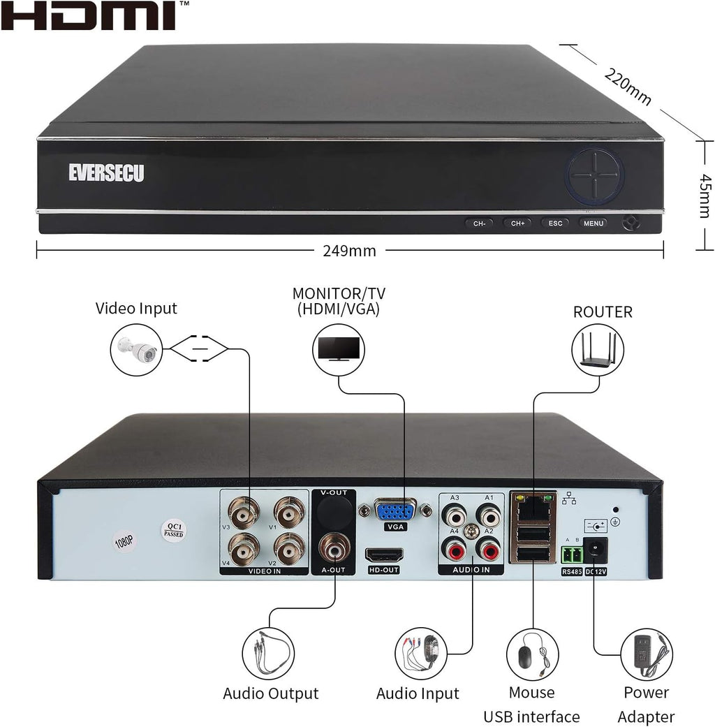 8 Channel Wired Security Camera System 1080P DVR with 8 Weatherproof Cameras P797