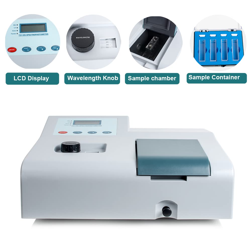 Visible Spectrophotometer LCD Display 350-1020nm Tungsten Lamp N8469