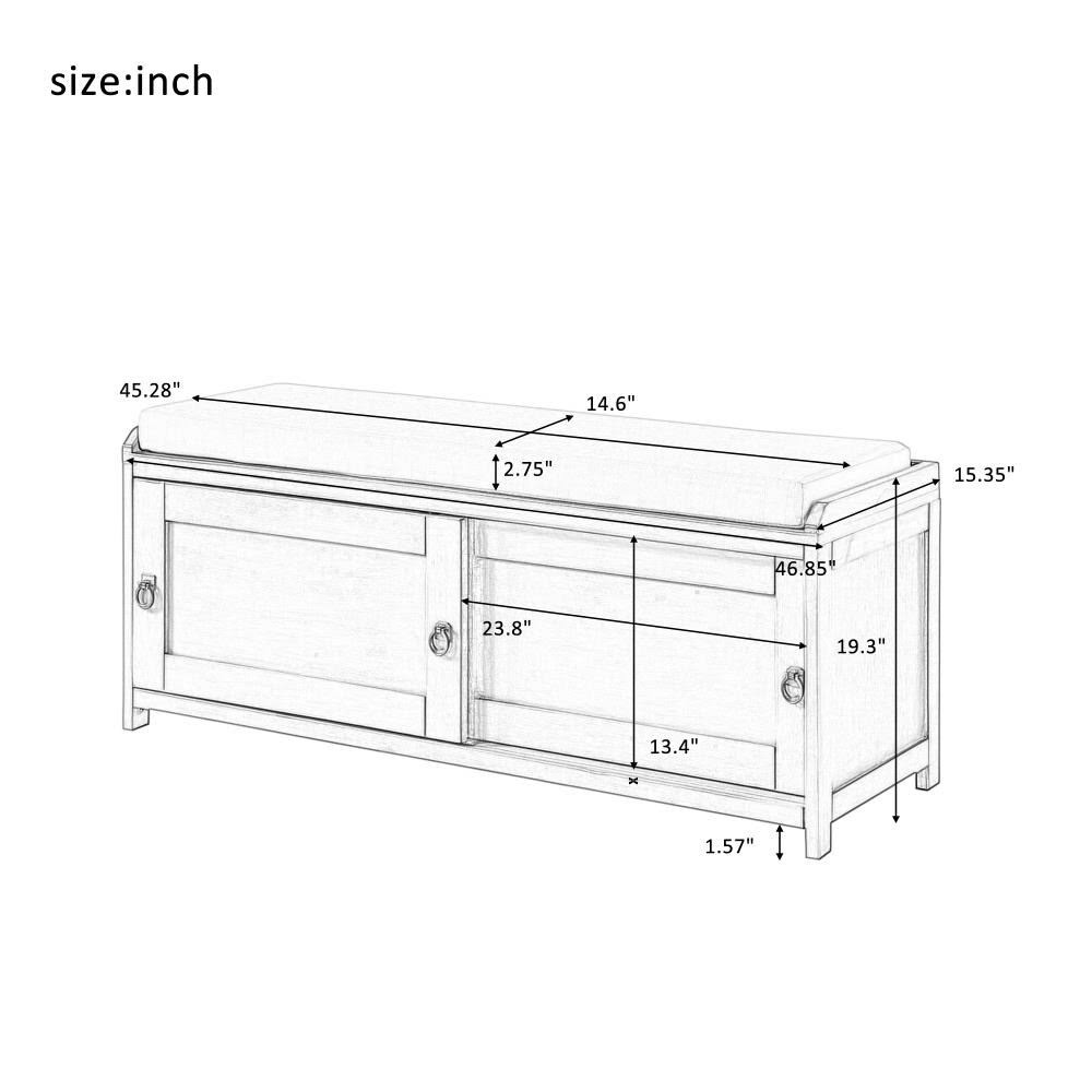Black Storage Bench with Cabinets Z6676