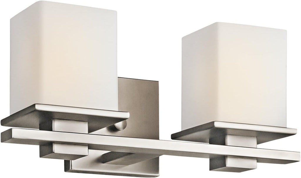 5 Light Chrome Vanity Light with Satin Etched Cased Opal Glass M27821