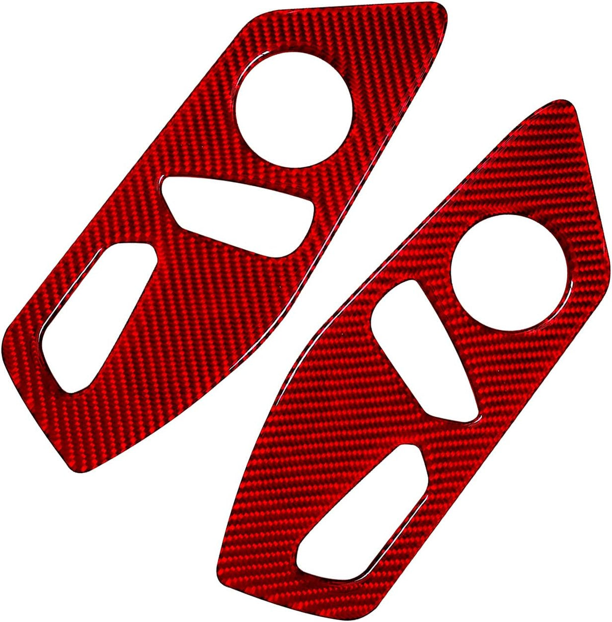 Carbon Fiber Car Seat Adjustment Button Panel Cover Trim Sticker Red F57714