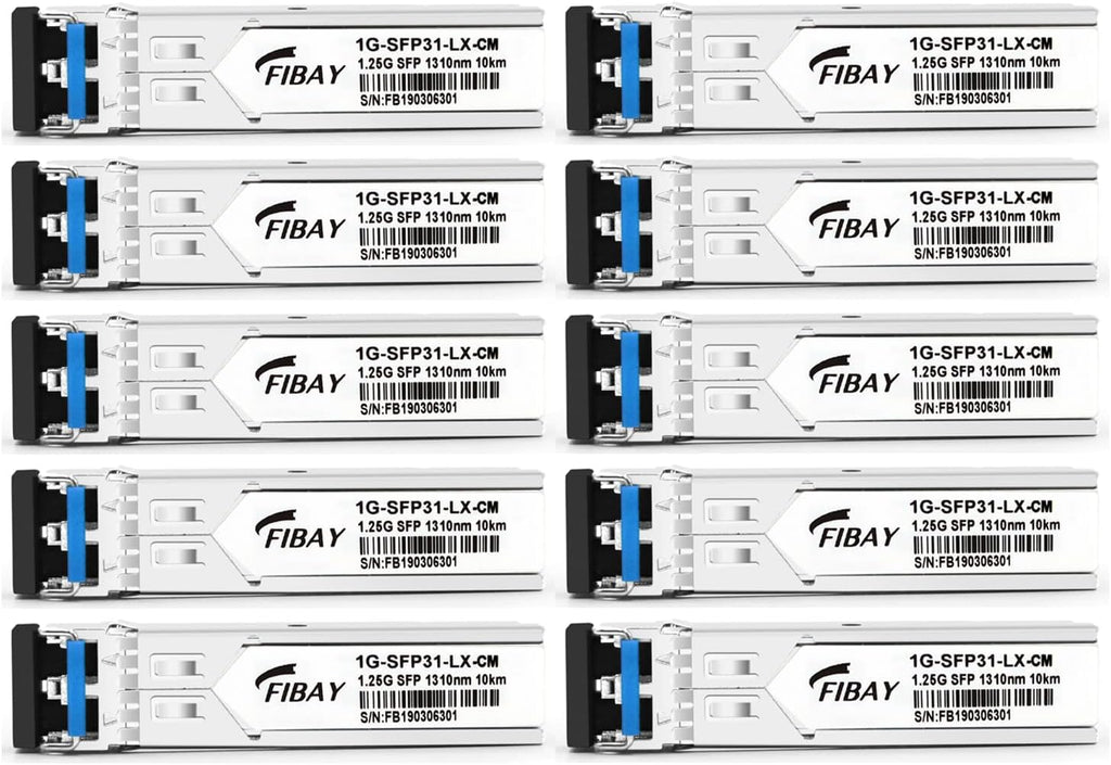 1.25G SFP LX Single-Mode 1310nm 10km LC Transceiver Module 10 Pack J112