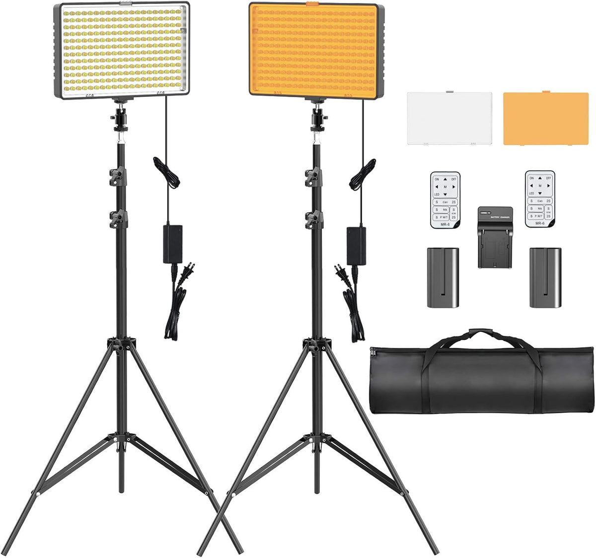 RGB LED Video Lighting Kit, 2 Packs Dimmable 552PCS LED Studio Lighting B900550