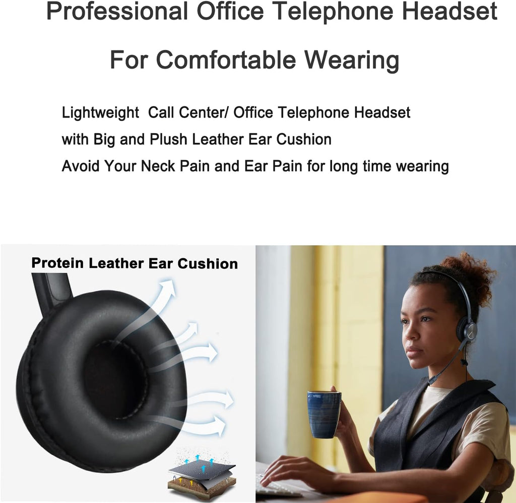 Office Deskphone Landline Telephone Headset with Microphone H85009