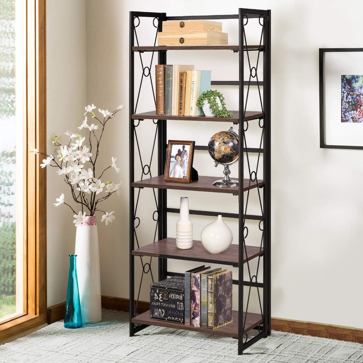 5 Tier Dark Brown Bookshelf H814918