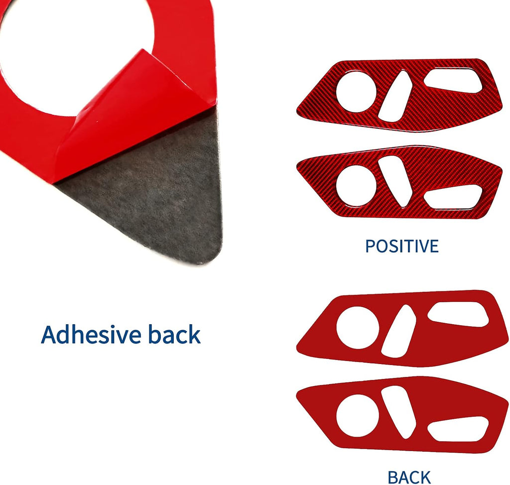 Carbon Fiber Car Seat Adjustment Button Panel Cover Trim Sticker Red F57714