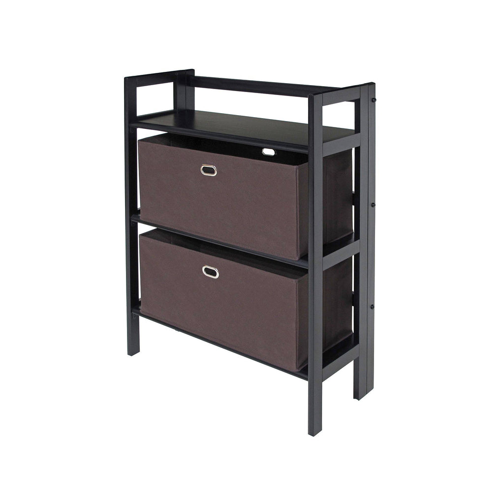 3-Pc Set Folding Bookcase with Fabric Basket D359150