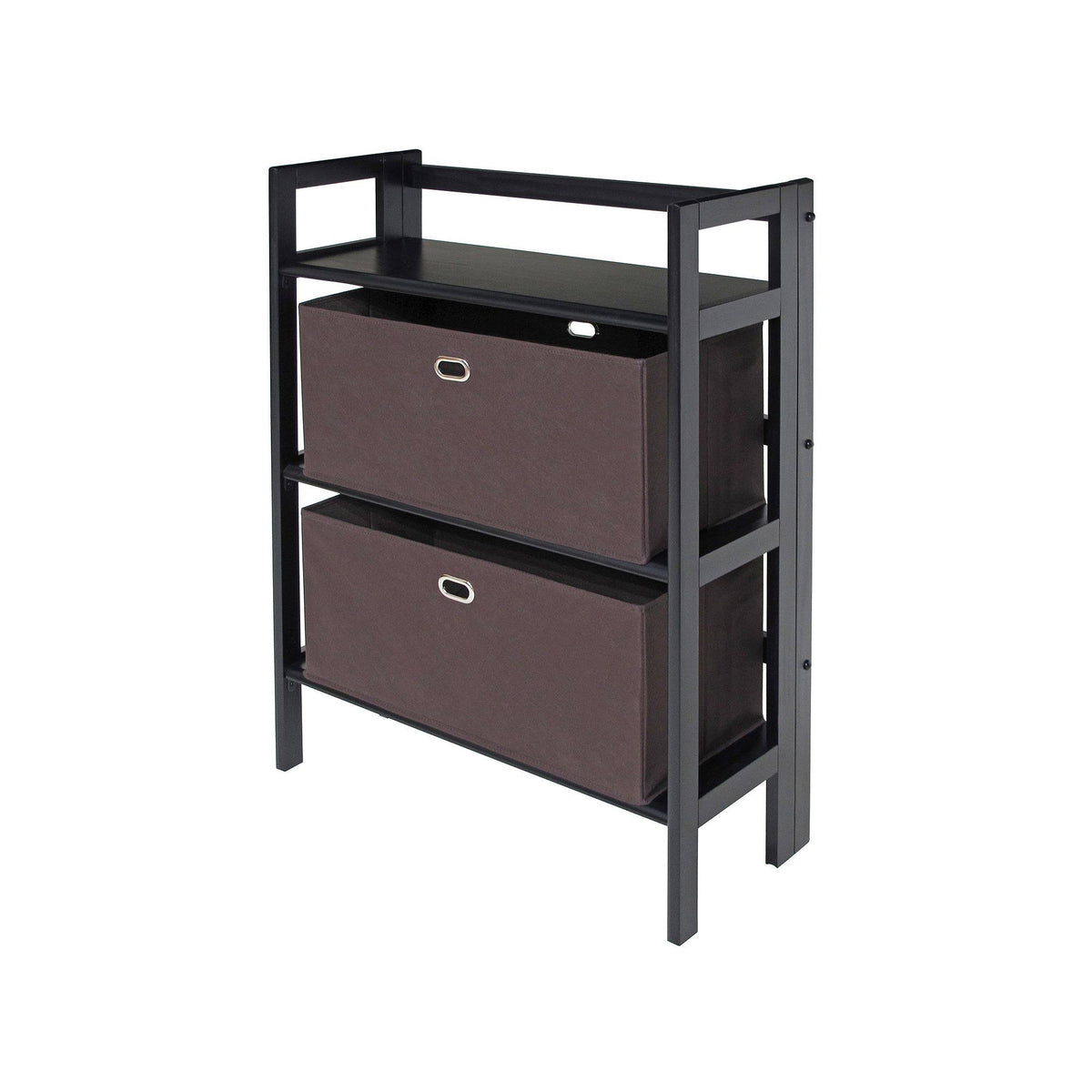 3-Pc Set Folding Bookcase with Fabric Basket D359150
