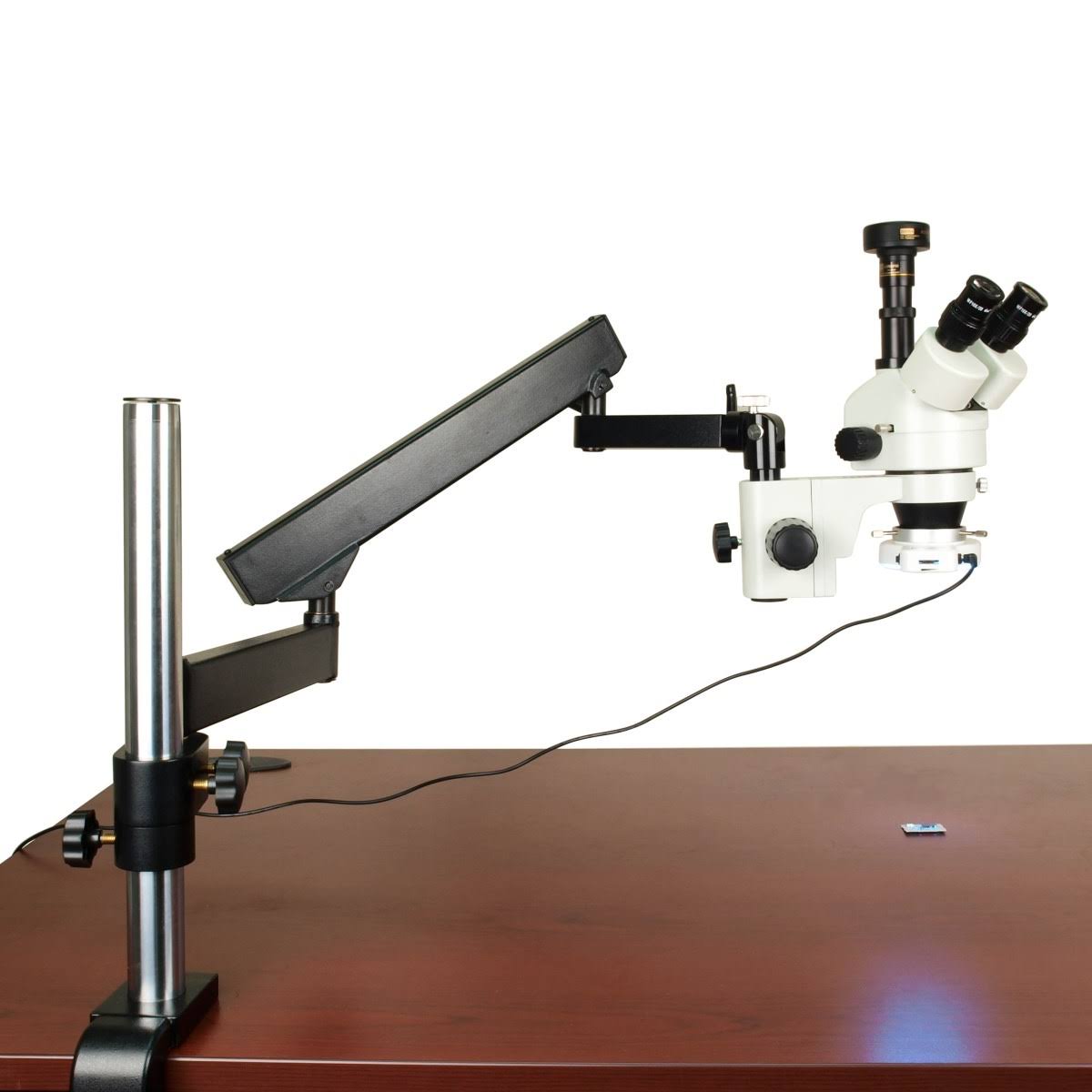 7-45X Stereo Microscope with Articulating Arm, 56 LED Ring Light, 3.2M Camera N3990