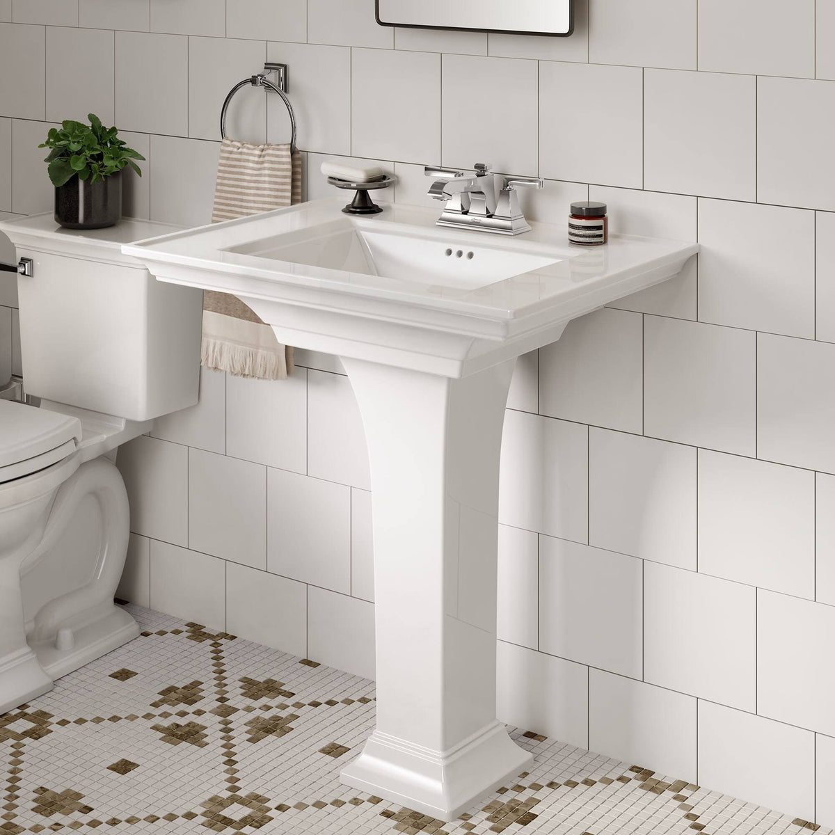 White Pedestal Bathroom Sink Z77286