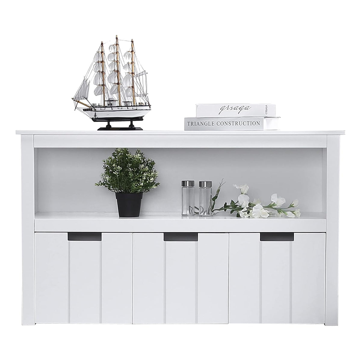 White Kids Toy Box Organizer Storage Cabinet with Movable Drawers B97802
