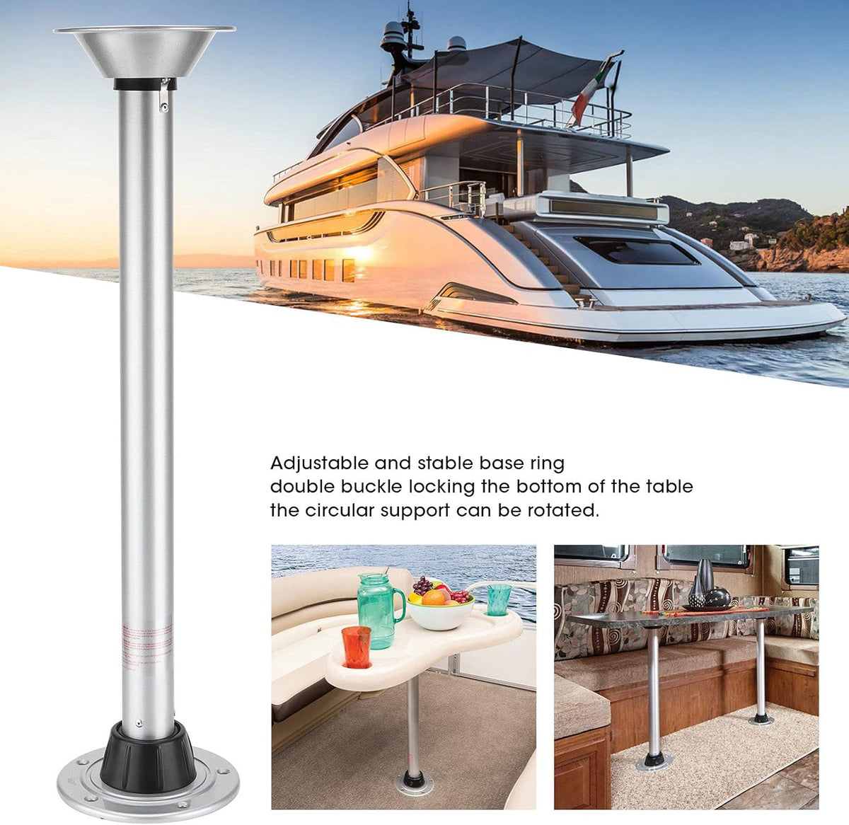 Height Adjustable Swivel Table Leg with Stable Base Ring S514874
