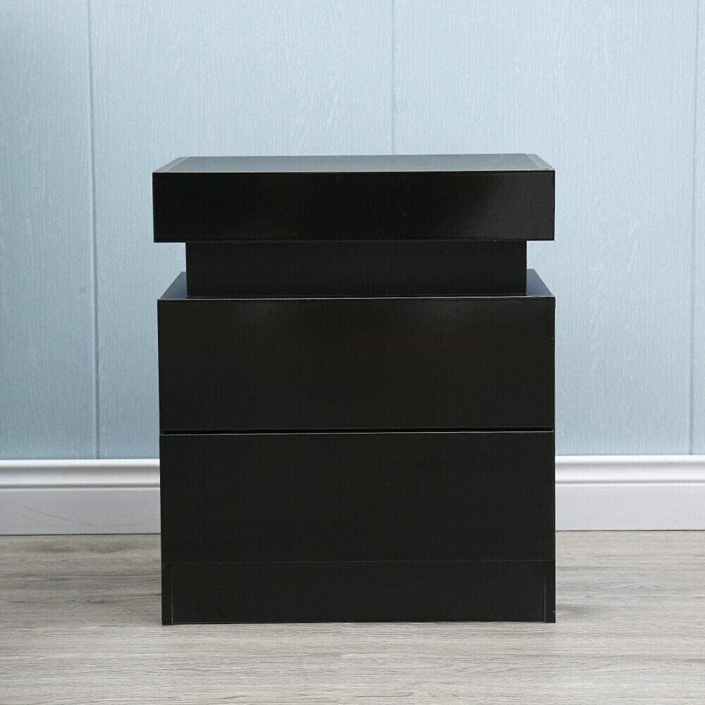 Black 2 Drawer High Gloss Nightstand K234346
