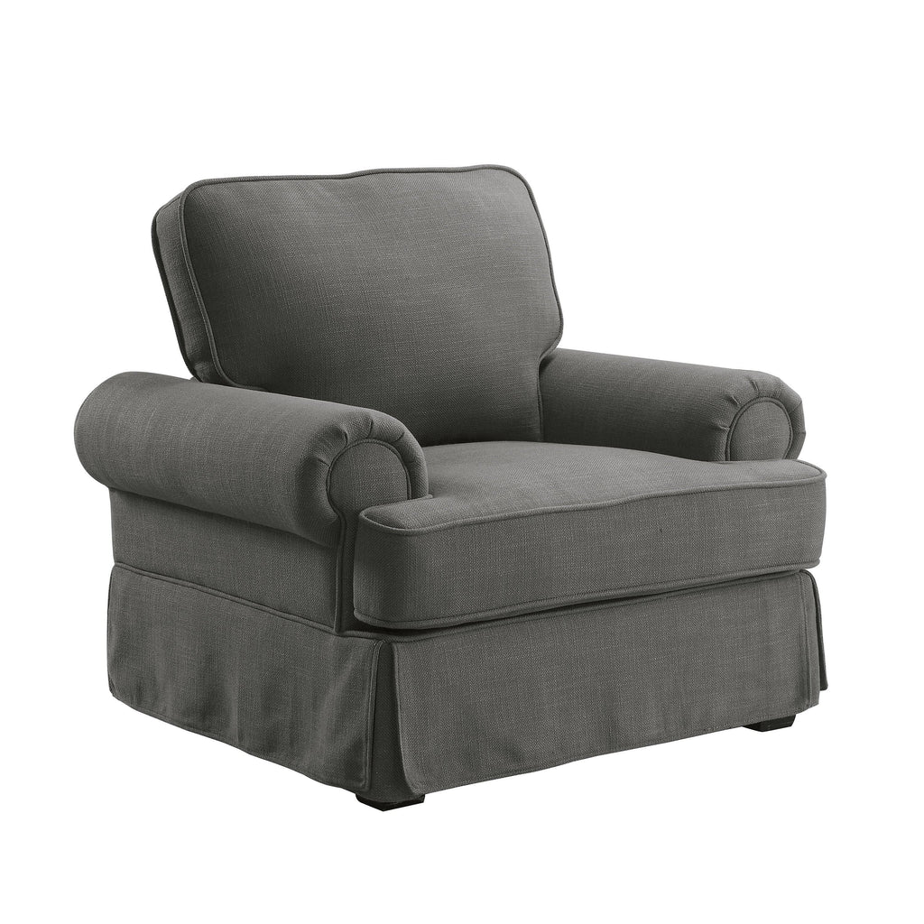Dark Grey Linen Fabric Accent Chair K902205