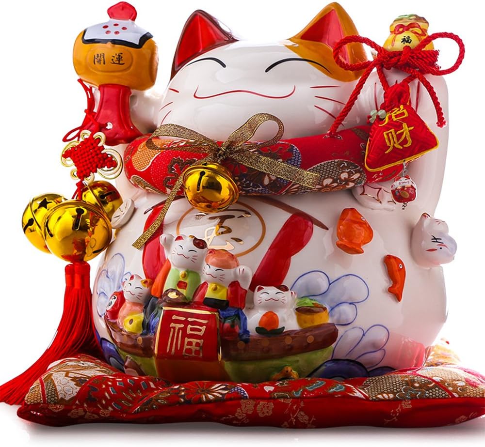 Large Size Ceramic Maneki Neko Lucky Cat K476947