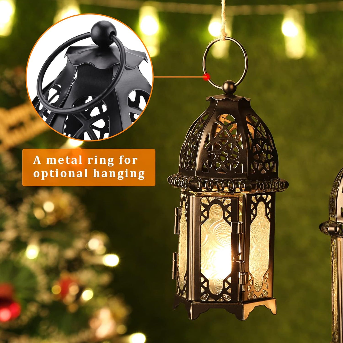 Black 4PCS Glass Candle Holder Lanterns U675