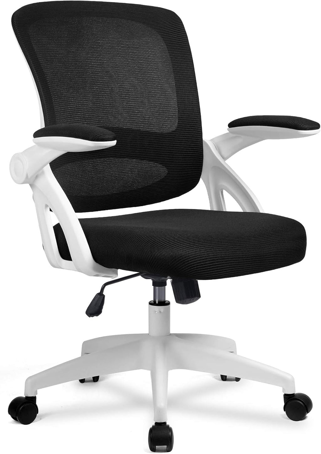 White Ergonomic Mesh Office Chair with Flip Up Armrest B9438