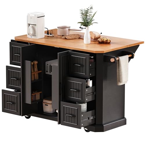 White Rolling Kitchen Storage Island with Power Outlet O1671