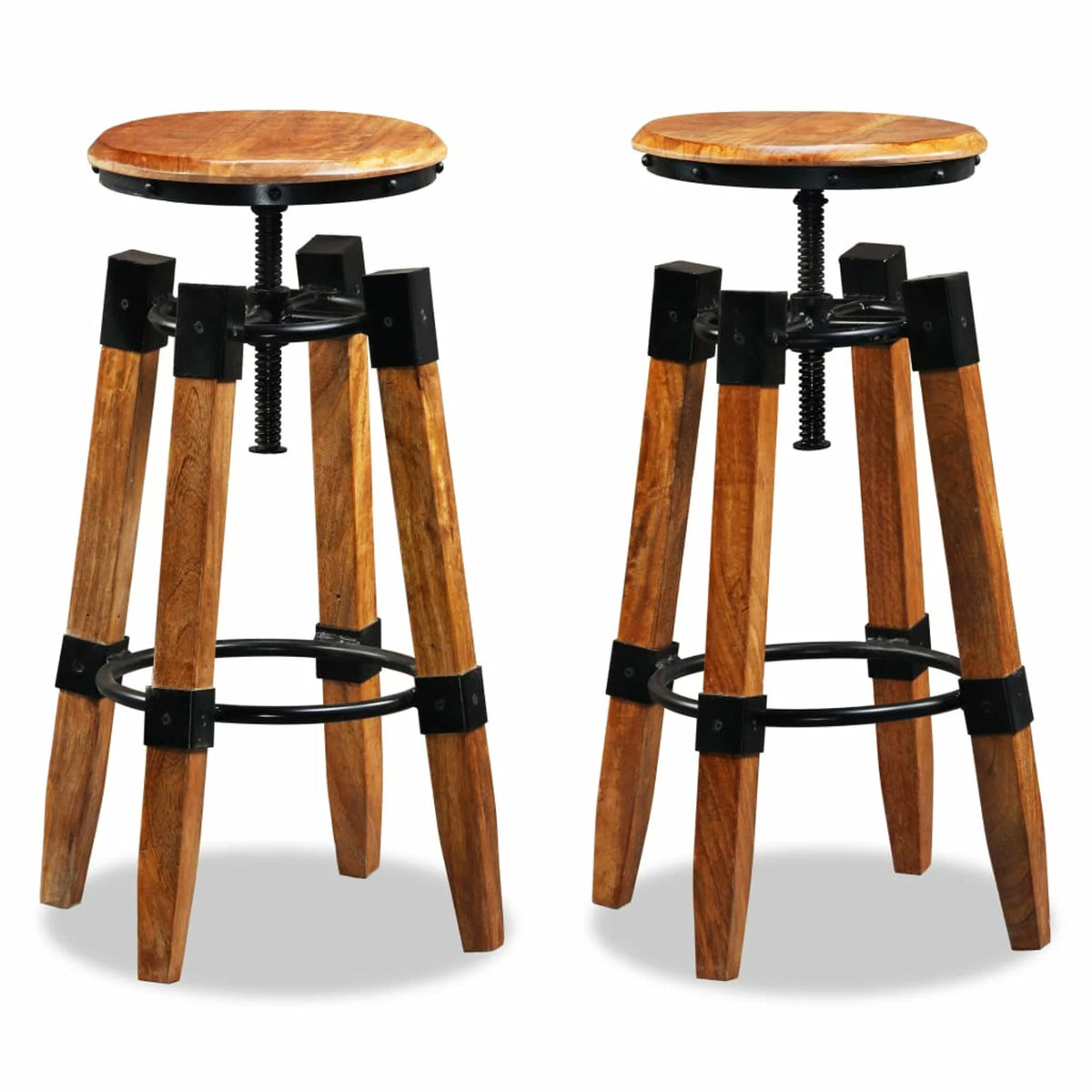 Solid Mango Wood Bar Stools 2 pcs D60389