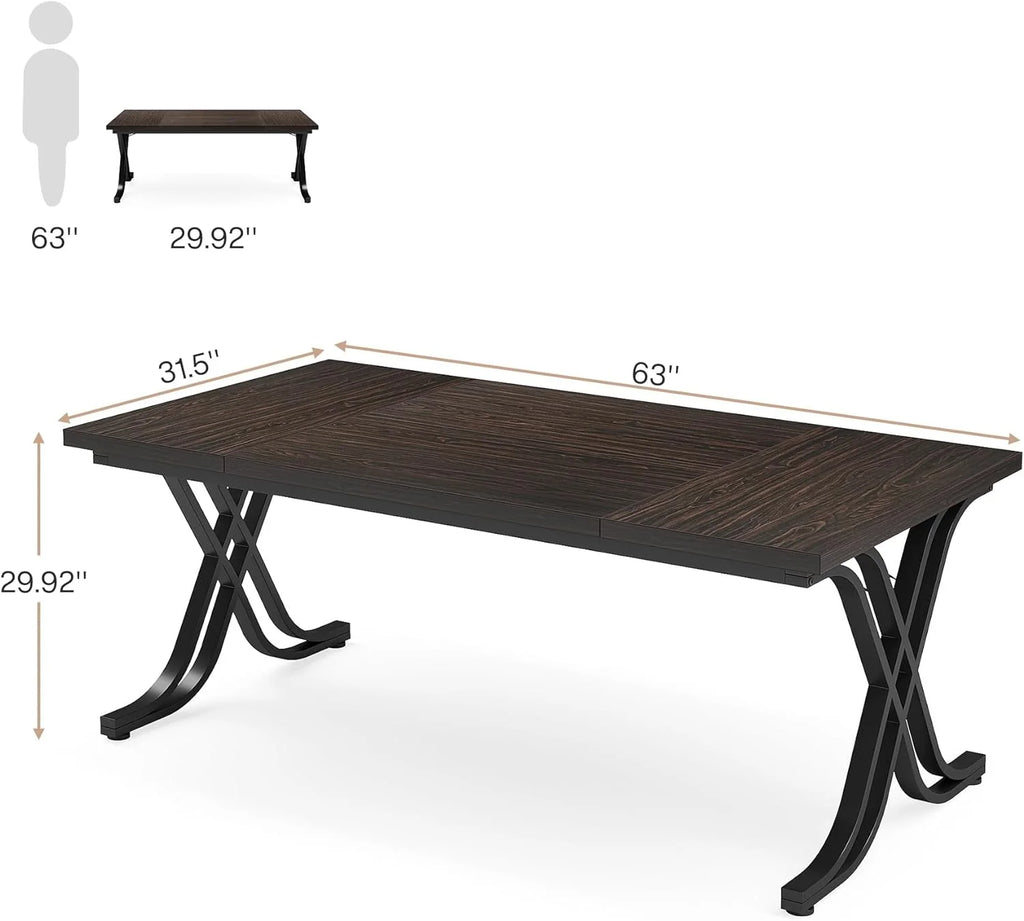 63 inch Dark Walnut Black Dining Table Z863