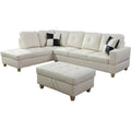 Off White Left-Facing Sectional & Ottoman M54265