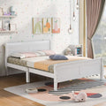 White Full Size Platform Bed Frame with Wood Headboard and Footboard G630768