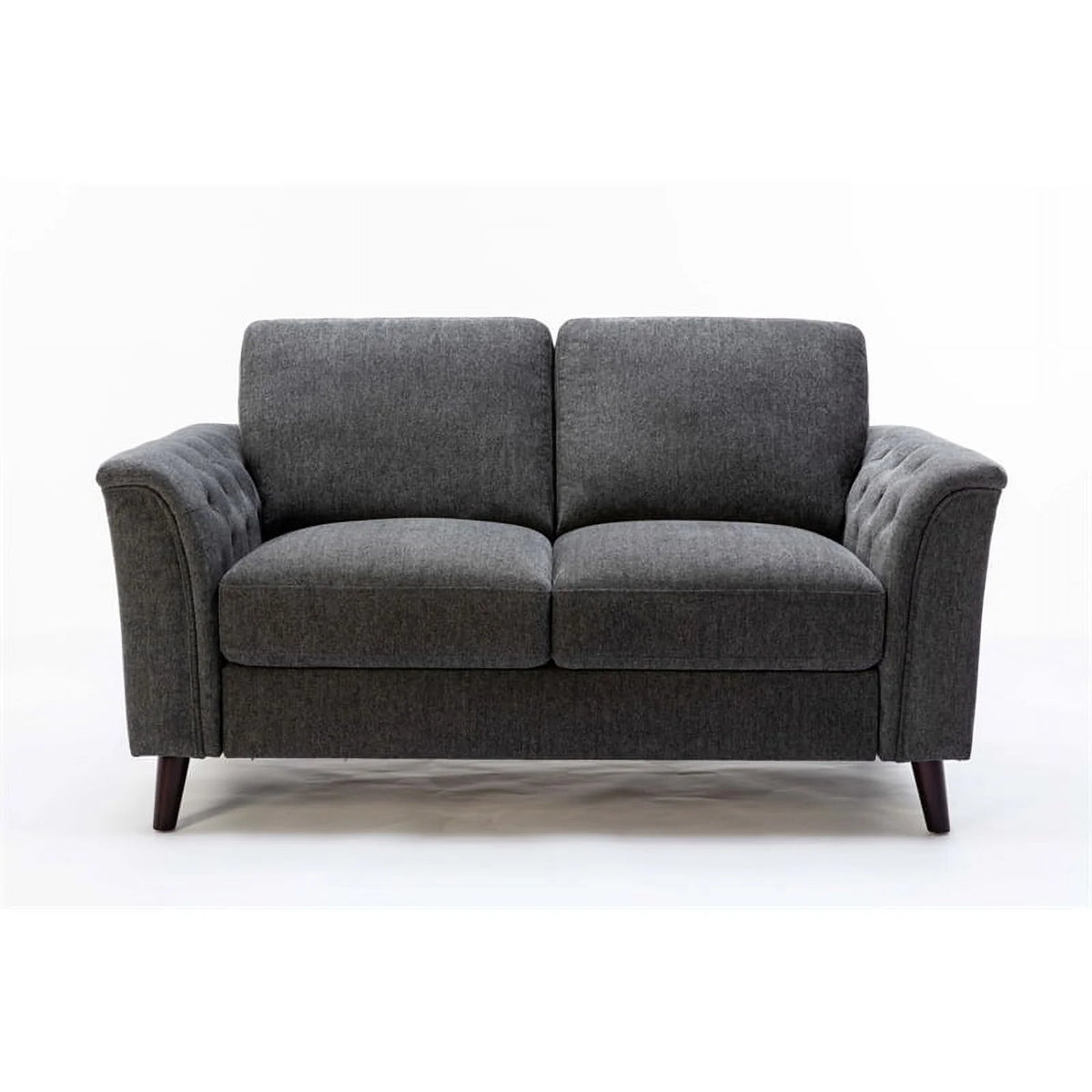 3-Piece Linen Fabric Sofa Set with Tufted Arms in Dark Gray A133418