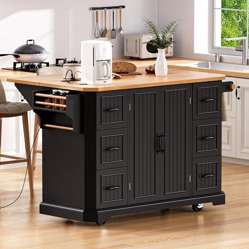 White Rolling Kitchen Storage Island with Power Outlet O1671