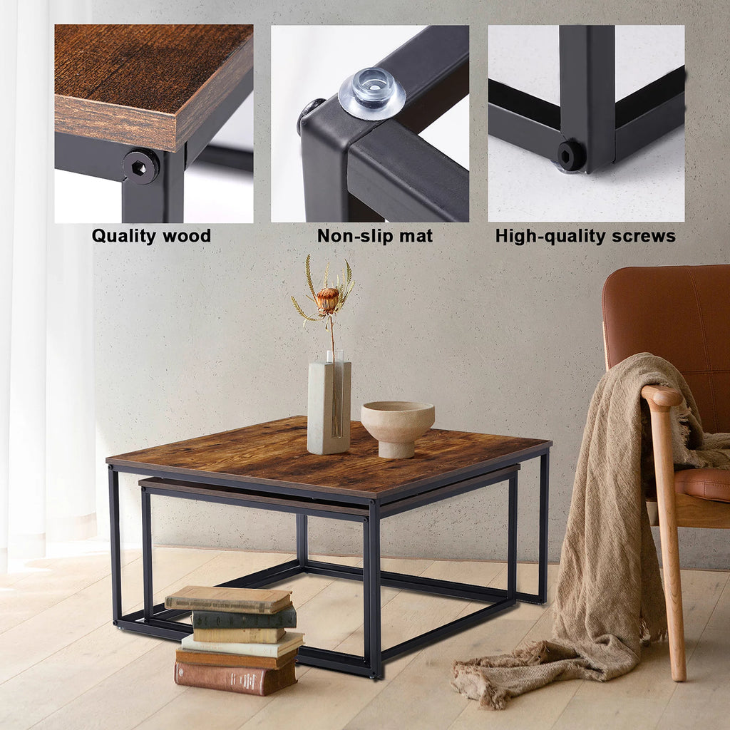 Brown Wood Nesting Coffee Table Set X881567