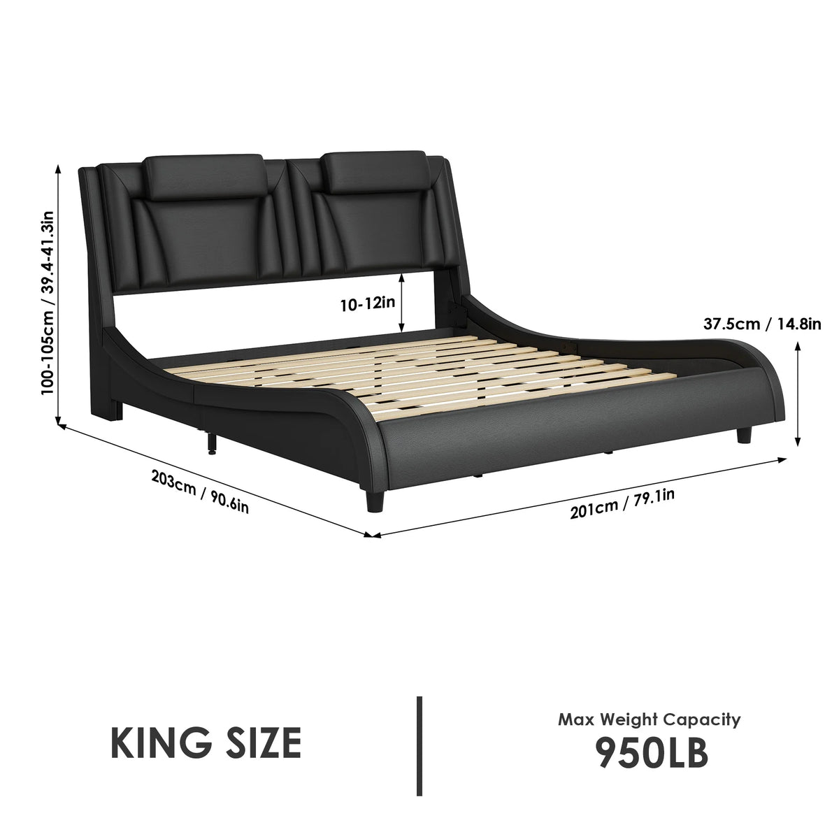 White Queen LED PU Leather Upholstered Platform Bed I869