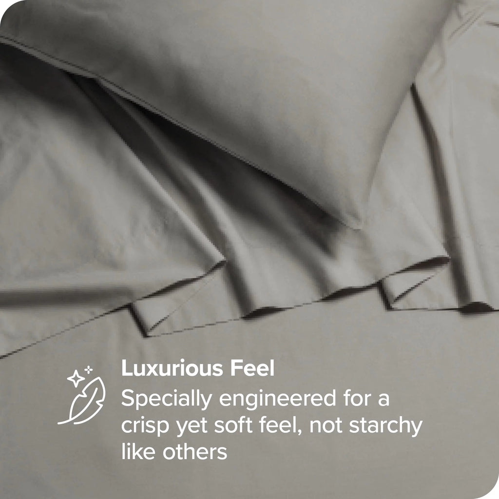 Organic Cotton Percale Sheet Set King Light Gray W970771