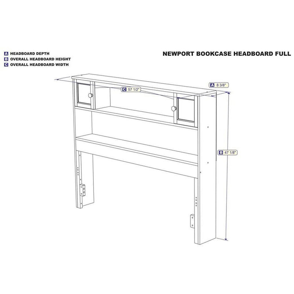 White Full Bookcase Headboard R1553