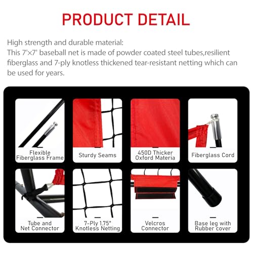 7×7FT Baseball Net with Batting Tee and Strike Zone Target C9378
