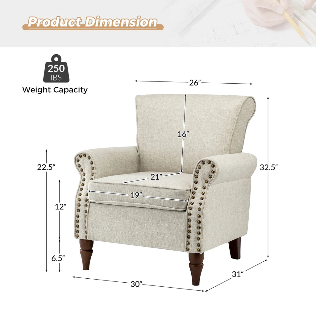 Oatmeal Accent Chair with Turned Legs Q733008