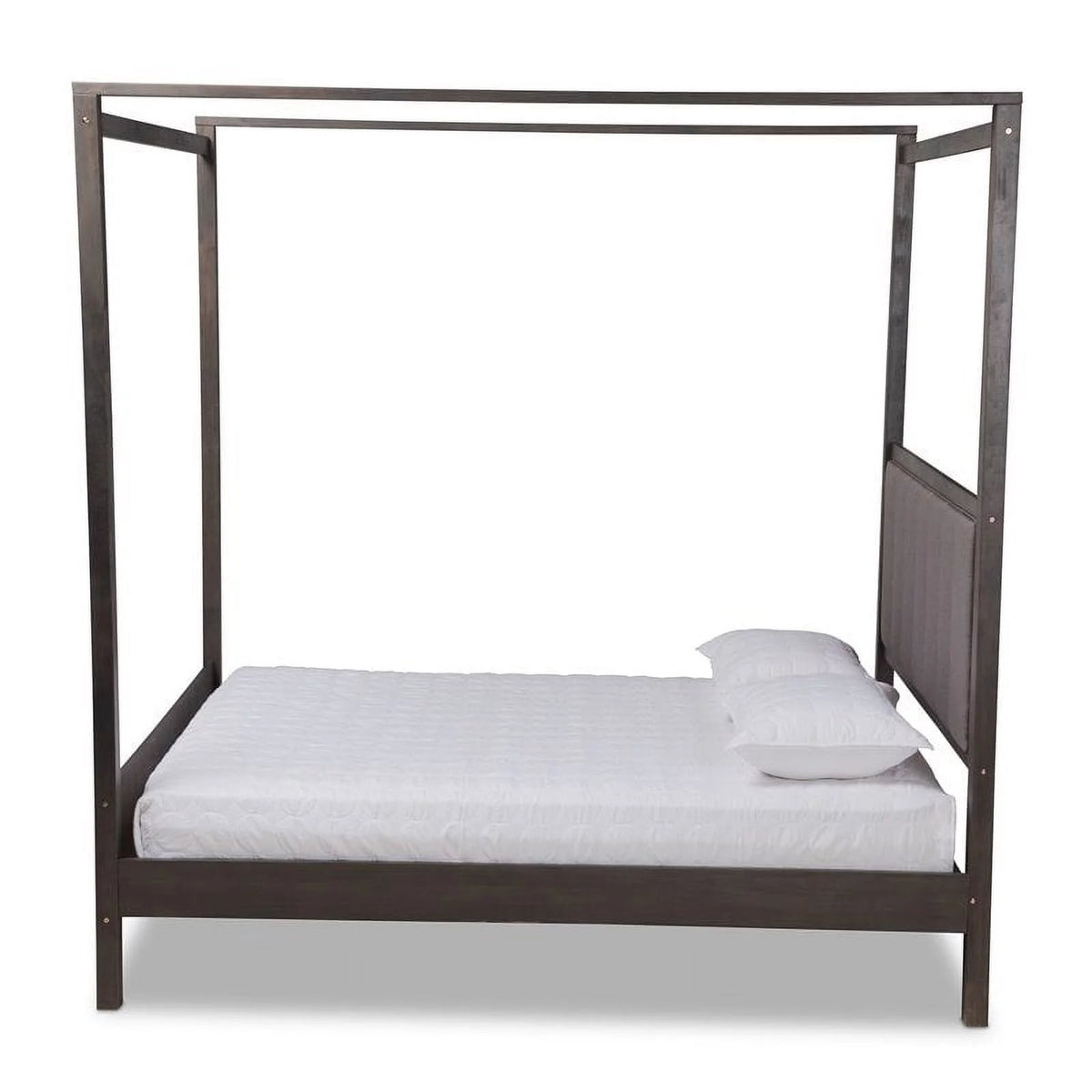 Gray Oak Wood King Platform Canopy Bed Z239
