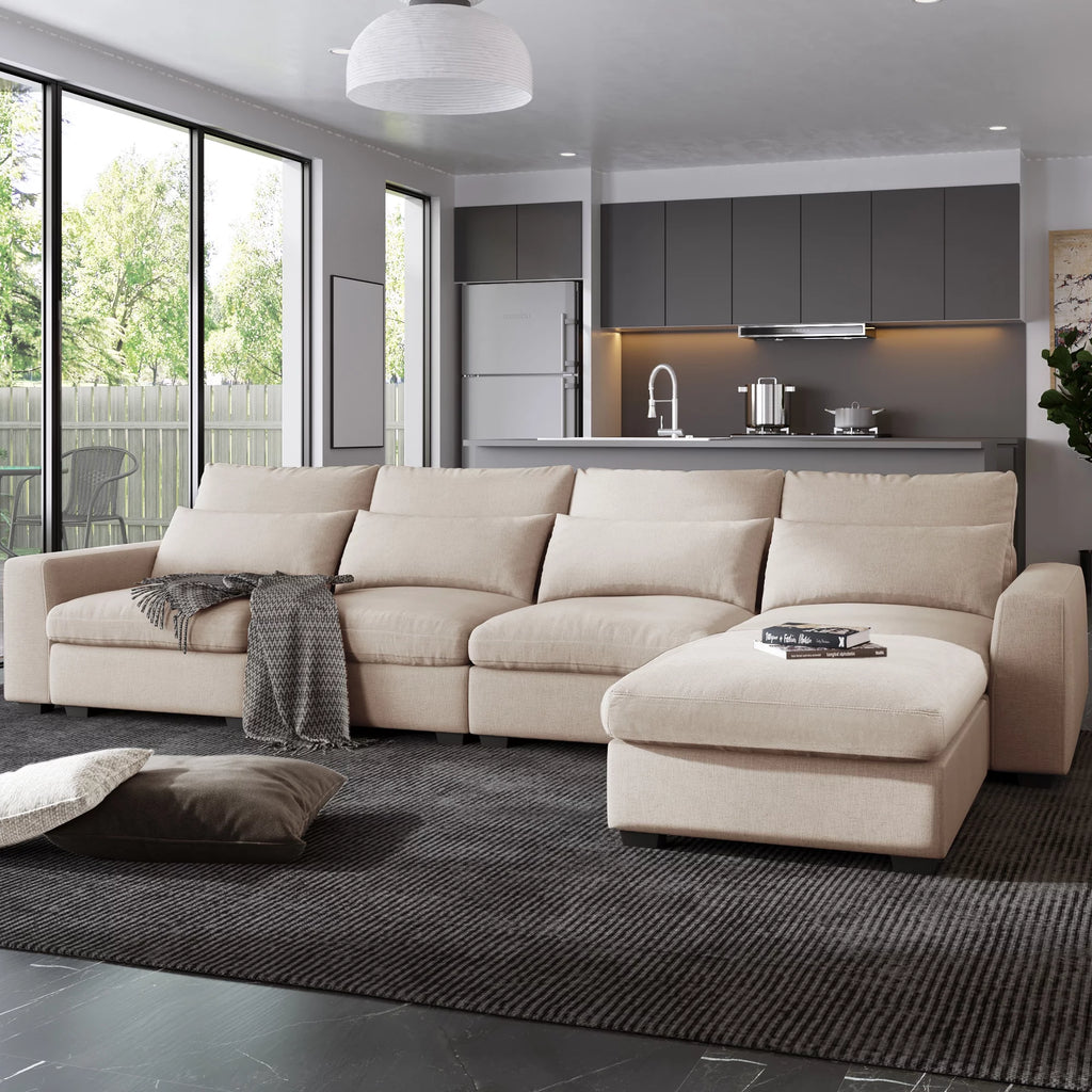 Beige 5 Seat L-Shape Sectional Sofa K699749