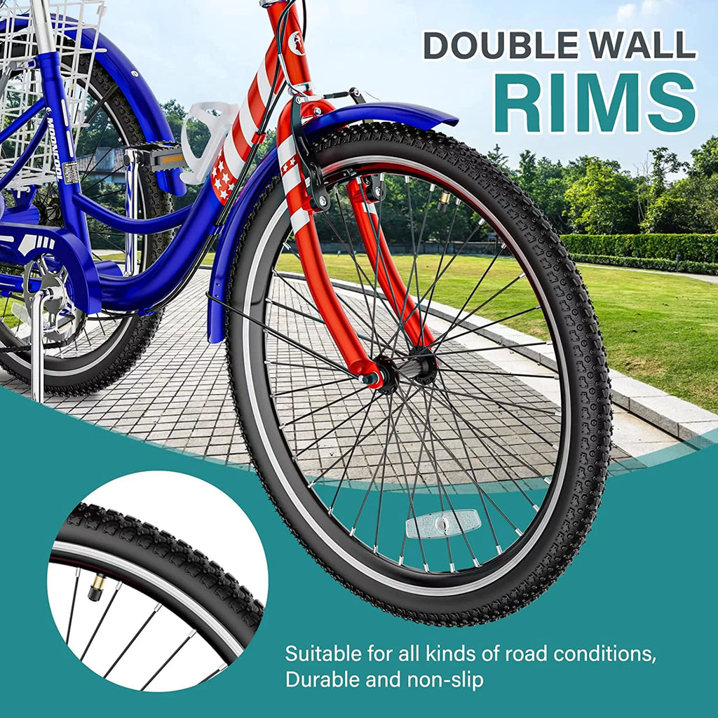 20/24/26 inch Adult Tricycle 3 Wheel Bike with Cargo Basket B157
