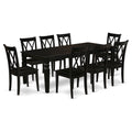 9 Piece Black Wood Dining Table Set A32321