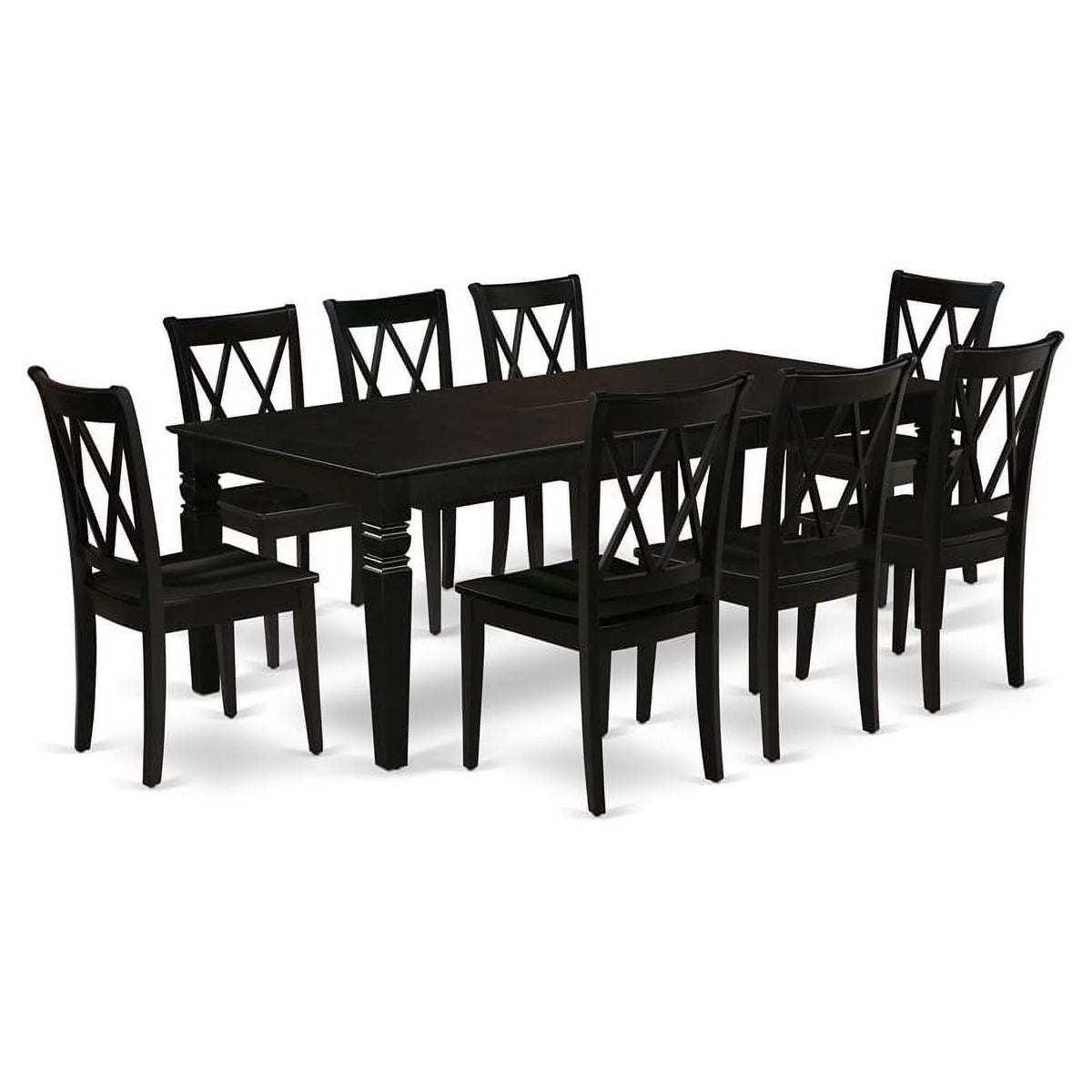 9 Piece Black Wood Dining Table Set A32321