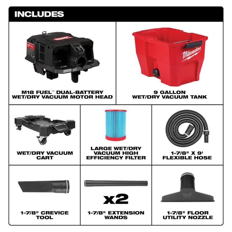 9 Gal. Cordless Wet/Dry Shop Vacuum with Brush, Crevice and Nozzle Kit K866