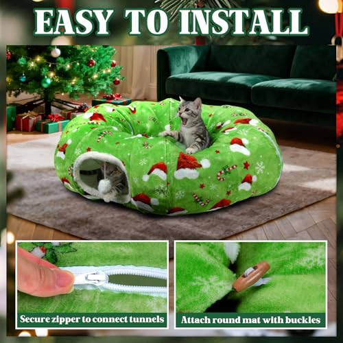 Christmas Cat Tunnel Tree Skirt with Cushion and Hanging Ball Toy L437694