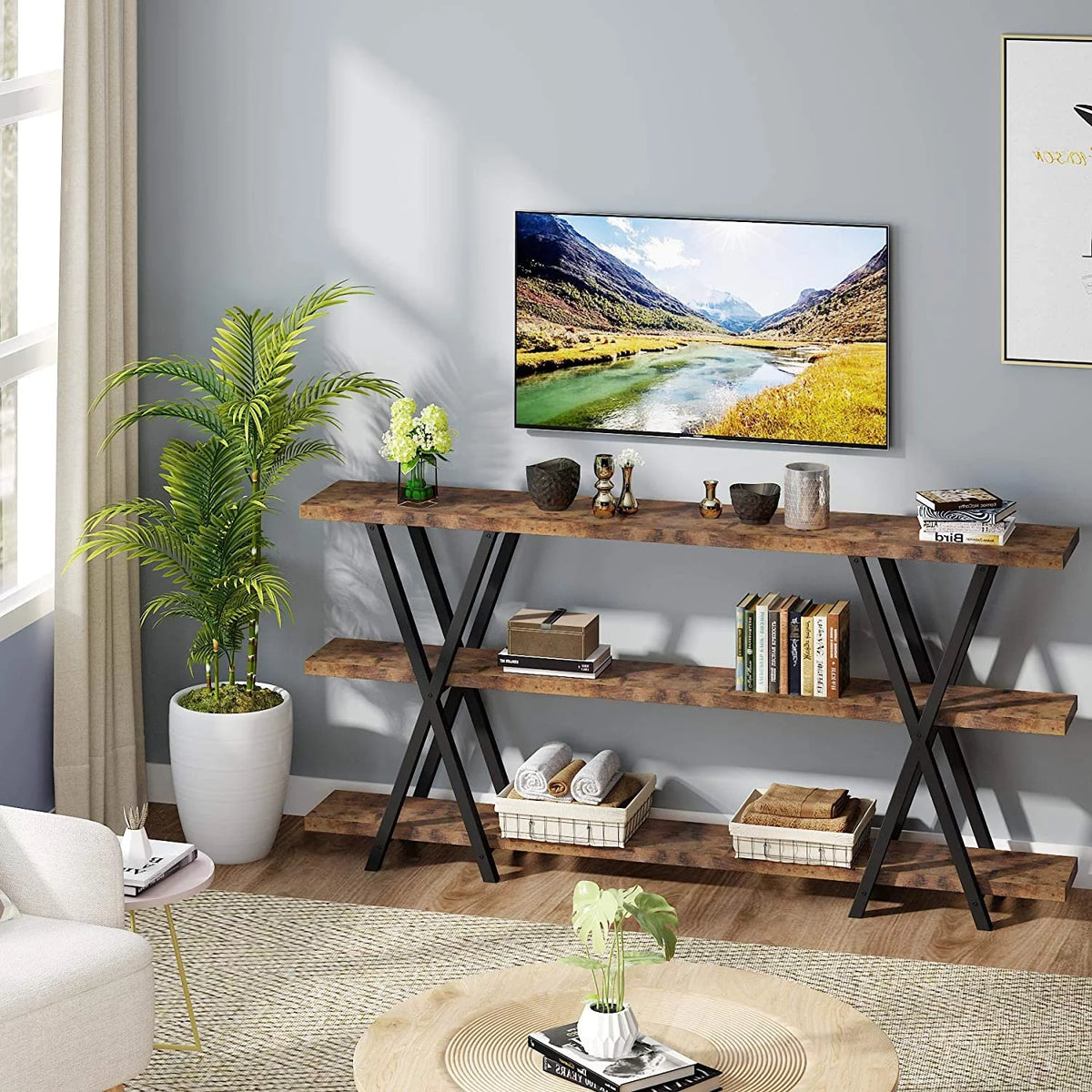 Narrow Long Sofa Table with Storage 70.8 Inch P3530