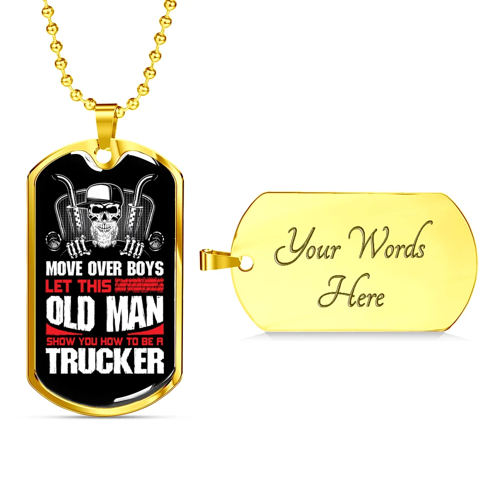 Dog Tag Stainless Steel or 18k Gold 24" Chain W821