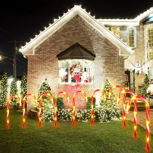 24 Pack Solar Candy Cane Lights Outdoor Waterproof with 8 Modes T31254