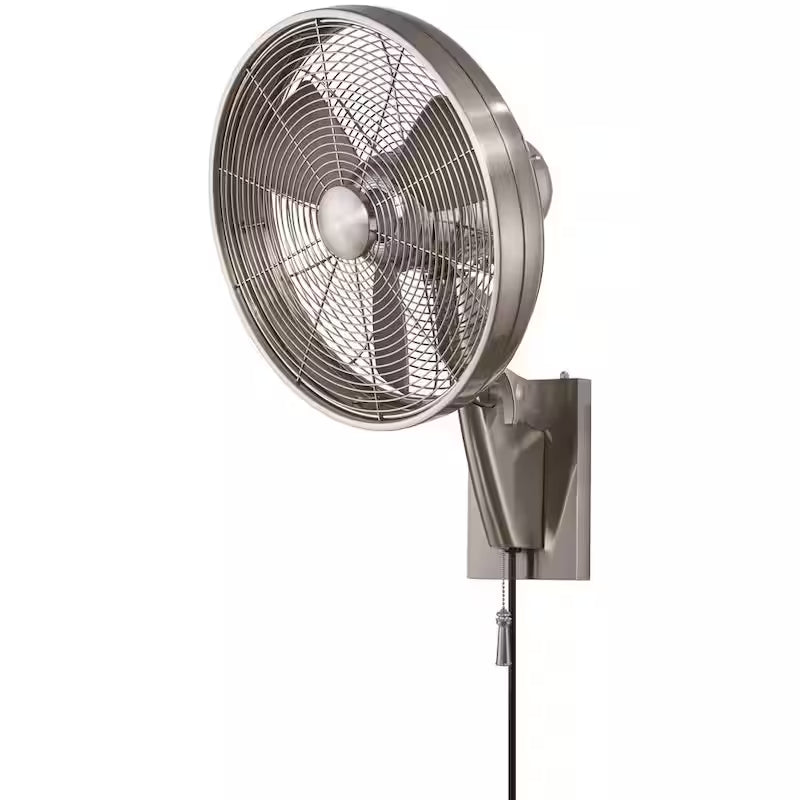 15 in. Indoor/Outdoor Brushed Nickel Wall Mount Fan R234
