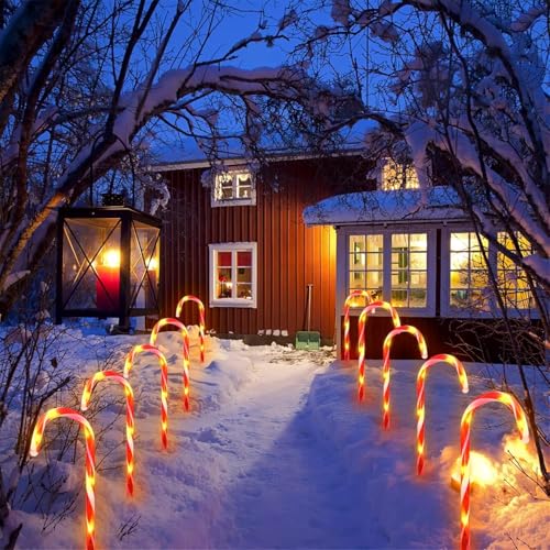 24 Pack Solar Candy Cane Lights Outdoor Waterproof with 8 Modes T31254