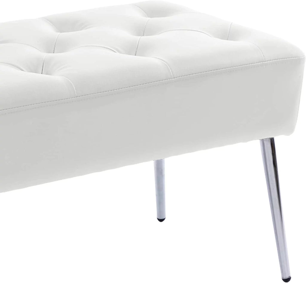 White Tufted Upholstered Bench A3838